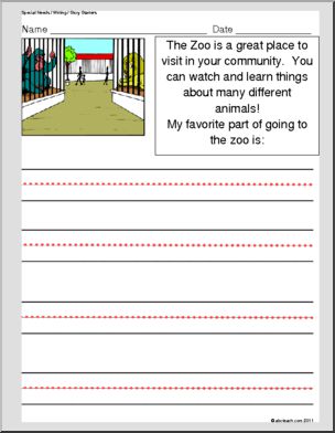 Special Needs: Writing; Story Starters “Visiting the Zoo” (elem)