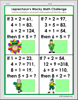 St. Patrick’s Day Math Challenge Packet