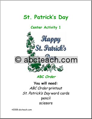 St. Patrickâ€™s Day – ABC Order Learning Center