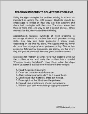 Strategies for Problem Solving Teaching Hints