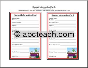 Form: Student Information Cards