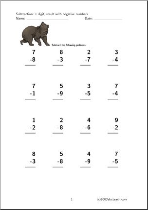 Subtraction – 1 digit (set 4) Clip Art