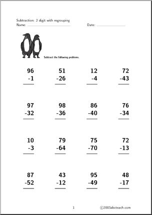 Subtraction – 2 digits (set 2) Clip Art