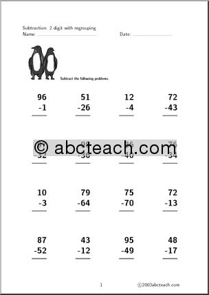 Subtraction – 2 digits (set 2) Clip Art
