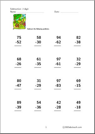 Subtraction – 2 digits (set 3) Clip Art