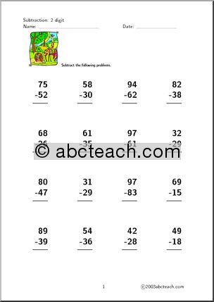 Subtraction – 2 digits (set 3) Clip Art