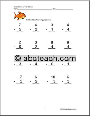 Subtracting from 10 or less Clip Art