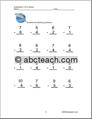 Subtracting from 10 or less Clip Art