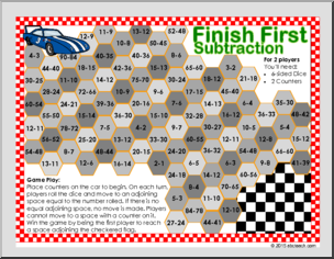 Math Game: Finish First – Subtraction