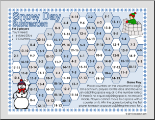 Math Game: Winter Snow Day – Subtraction