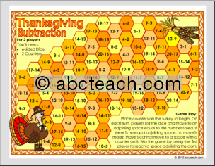 Math Game: Thanksgiving – Subtraction