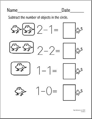 Subtraction – facts up to 5 (set 1) Clip Art