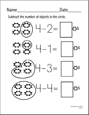 Subtraction – facts up to 5 (set 4) Clip Art