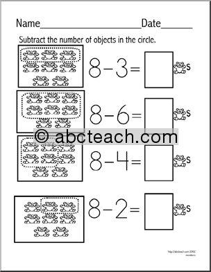 Subtraction – facts up to 5 (set 8) Clip Art