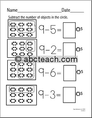 Subtraction – facts up to 5 (set 9) Clip Art