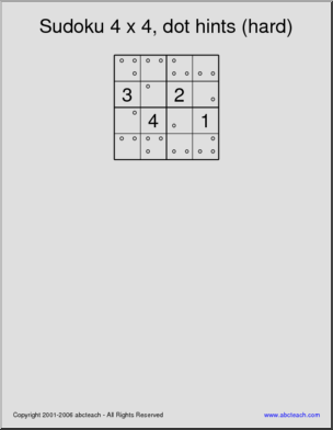 Sudoku 4×4, dot hints, hard