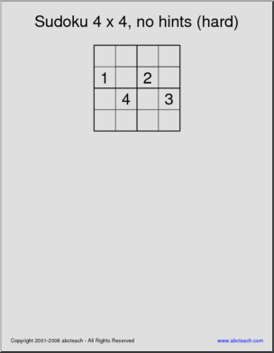 Sudoku 4x4 Hard Japanese Puzzles Number Games 4x4 