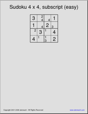 Sudoku 4x4, no hints, easy