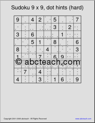 Sudoku 9×9, dot hints, hard
