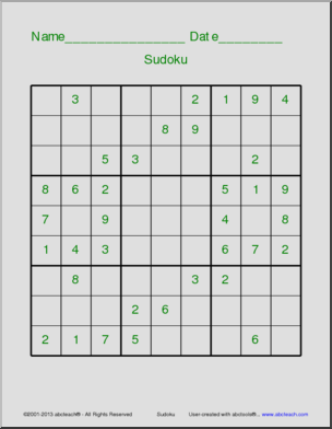 Sudoku: 9×9 Grid
