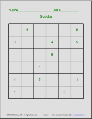 Sudoku 6x6 online worksheet