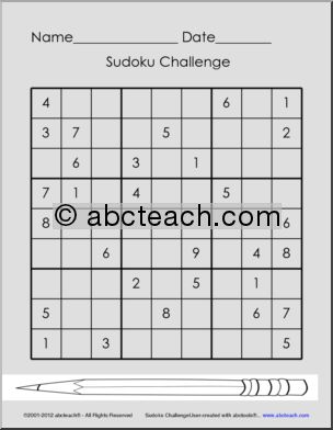 Sudoku Challenge (upper el/middle/high)