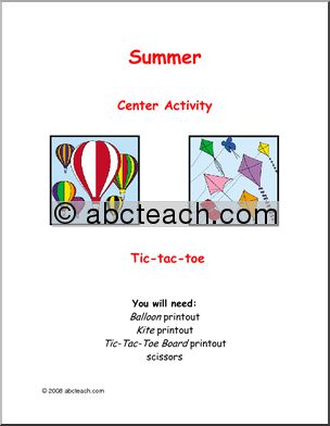 Learning Center: Summer – Tic Tac Toe