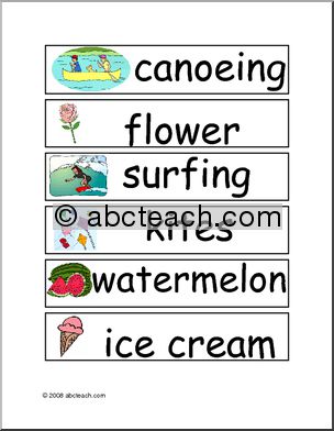 Learning Center: Summer Word Wall