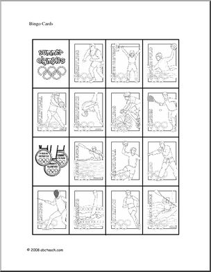 Bingo Cards: Summer Olympics (elem)