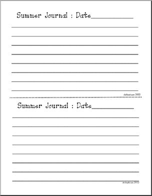 Summer Journal (elementary) Writing Paper