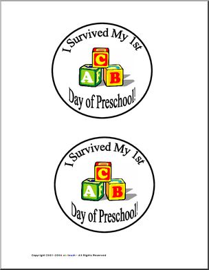 Badge: First Day of Pre-School (preschool/primary)
