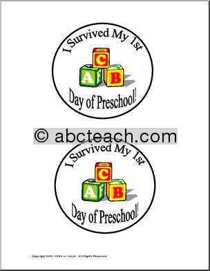 Badge: First Day of Pre-School (preschool/primary)