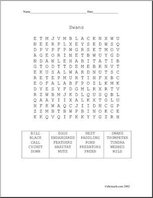 Swans Word Search