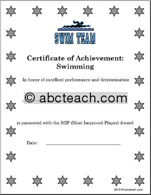 Sports Certificates: Swimming