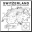 Clip Art: Switzerland Map (coloring page) Labeled