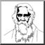 Clip Art: India: Rabindranath Tagore (coloring page)