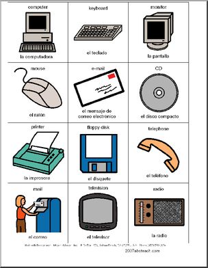 Spanish: Poster de vocabulario: La computadora (elementaria/secundaria)