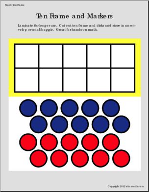 Ten Frame Chart with Markers (PreK-2) Math