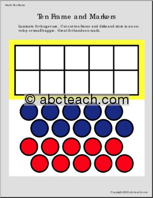 Ten Frame Chart with Markers (PreK-2) Math