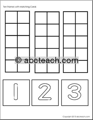 Blank Ten Frame Set with Numbers Math