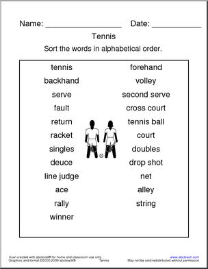 Tennis Terminology ABC Order
