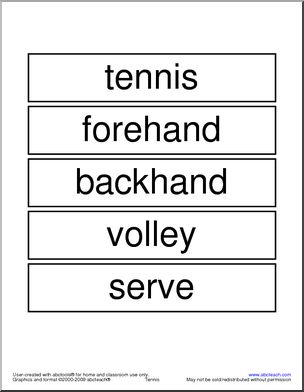 Word Wall: Tennis Terminology