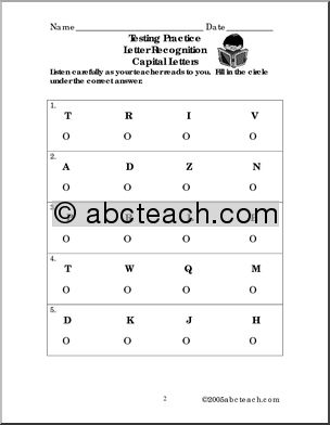 Testing Practice: Capital Letters (primary)