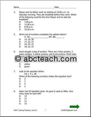 Math (Level 2) Testing Practice