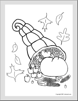 Coloring Page: Thanksgiving – Cornucopia