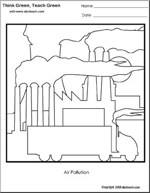 Coloring Page: Think Green – Air Pollution