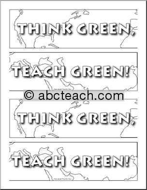 Clip Art: TGTG: Think Green Teach Green Banner 1 B&W Print Page