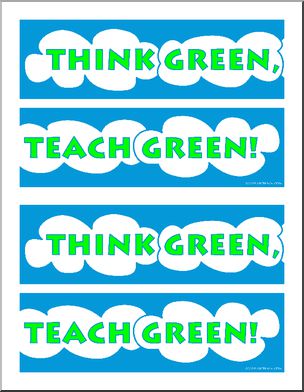 Clip Art: TGTG: Think Green Teach Green Banner 2 Color Print Page