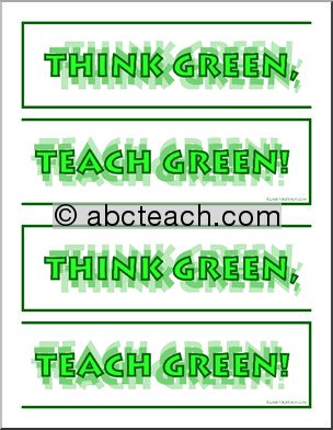 Clip Art: TGTG: Think Green Teach Green Banner 3 Color Print Page
