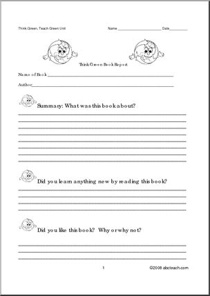 Book Report Forms: Think Green (primary)